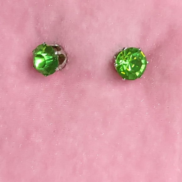 Green Rhinestone Stud Earrings Set - Picture 2 of 2